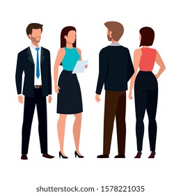 business people meeting avatar character vector illustration design