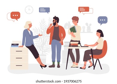 Business people meeting, brainstorm workflow teamwork vector illustration. Cartoon team of man woman colleague characters working in coworking office space, business communication isolated on white