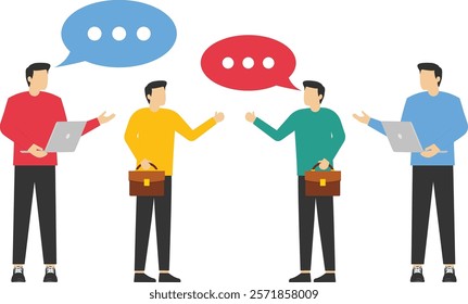 Business people meeting and discussing ideas, Vector illustration in flat style

