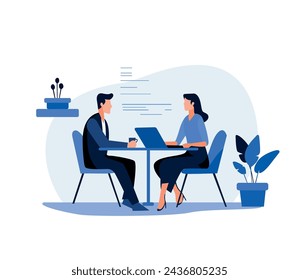 business people meeting flat character illustration