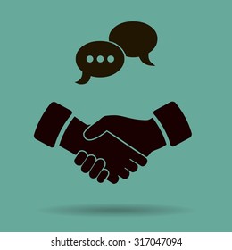 Business people meeting, handshake - set of vector web icons