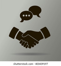 Business people meeting, handshake - set of vector web icons