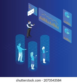 Business people meeting in metaverse 3d isometric vector illustration concept for banner, website, landing page, ads, flyer template - Powered by Shutterstock - Get 15% off with code: PIKWIZARD15