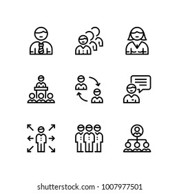 Business people, meeting, team work vector simple icons for web and mobile design pack 1