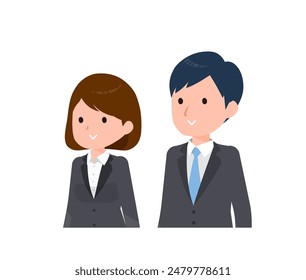 Business people men and women in suits. Normal facial expressions, smiling.diagonally forward.