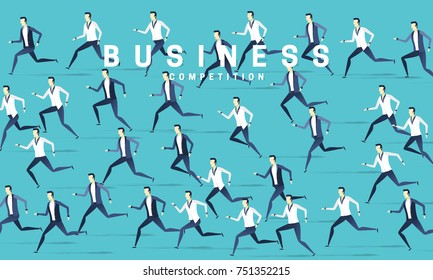 Lot of business people are moving in one direction, design in a flat style