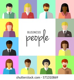 Business people as multiethnic man and woman in flat design