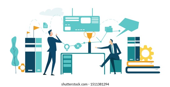 Business people negotiating a deal in the office. Business concept illustration