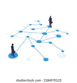 Business people network. International network. Symbol communication, teamwork. Vector illustration flat design. Isolated on white background.