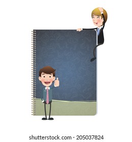 Business people with notebook over white background. Vector design.