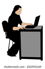 Business people in office with computers on white background
