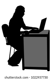 Business people in office with computers on white background