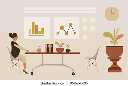 business people and office concept for presentation. vector illustration flat design