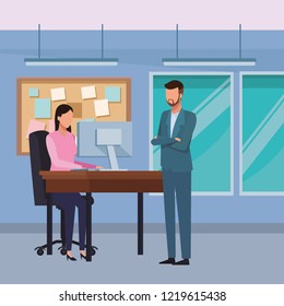 Business people and office elements