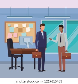 Business people and office elements