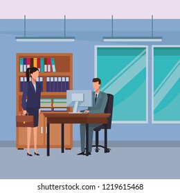 Business people and office elements
