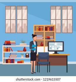 Business people and office elements