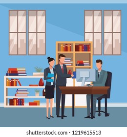 Business people and office elements