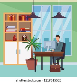 Business people and office elements