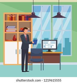 Business people and office elements