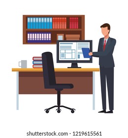 Business people and office elements