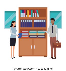 Business people and office elements
