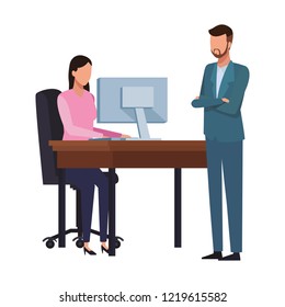 Business people and office elements