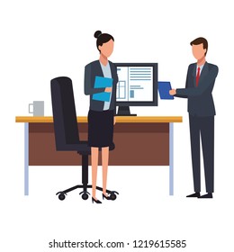 Business people and office elements