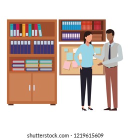 Business people and office elements