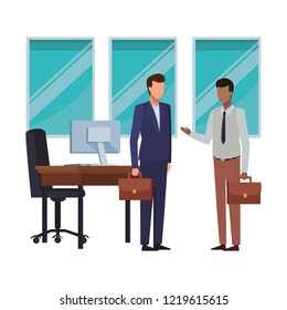 Business people and office elements
