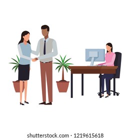 Business people and office elements