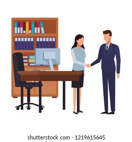 Business people and office elements