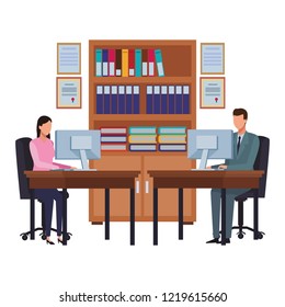 Business people and office elements