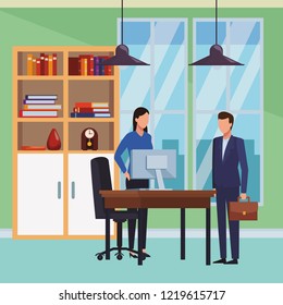 Business people and office elements