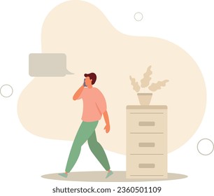 Business people in the office. Moment of office life.manager is talking on the mobile phone.flat vector illustration