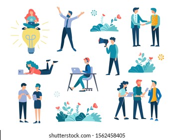 Business People Office Staff Vector illustration. Characters of business people at work in the cartoon style.