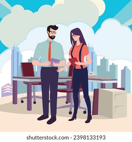 business people in office vector