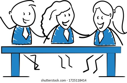 Business people - Office worker manager discussion and meeting. 
Girl and boy hand drawn doodle line art cartoon design character - isolated vector illustration outline of man.
