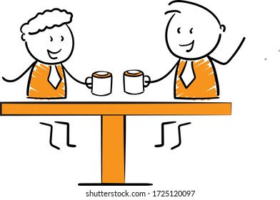 Business people - Office worker manager meeting and discussion.
Girl and boy hand drawn doodle line art cartoon design character - isolated vector illustration outline of man.
