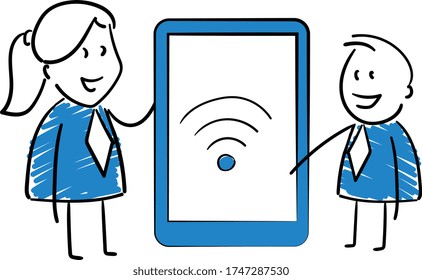 Business people - Office worker manager and mobile phone.
Girl and boy hand drawn doodle line art cartoon design character - isolated vector illustration outline of man.
