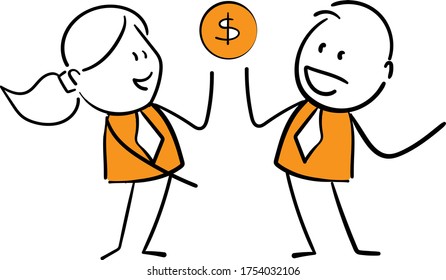 Business people - Office worker manager on business meeting.
Girl and boy hand drawn doodle line art cartoon design character - isolated vector illustration outline of man.