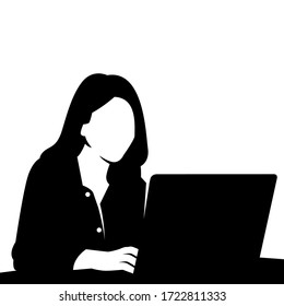 business people office working vector sillhouette 