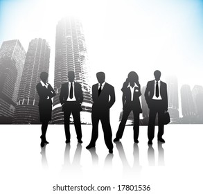 Business people on city