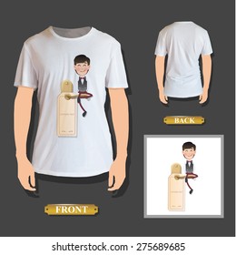 Business people on door printed on shirt 