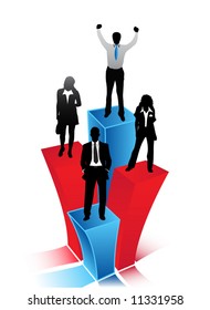 Business people on graph