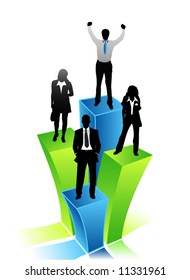 Business people on graph