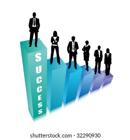 Business people on the graph