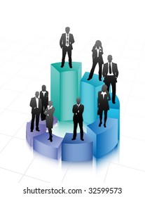 Business people on the graph