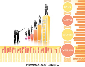Business people on the graph