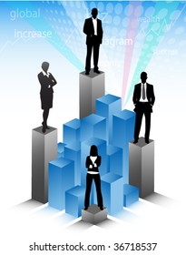Business people on the graph